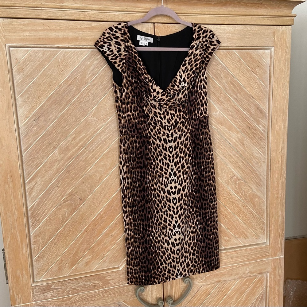 Kay Unger leopard print dress, size 6.